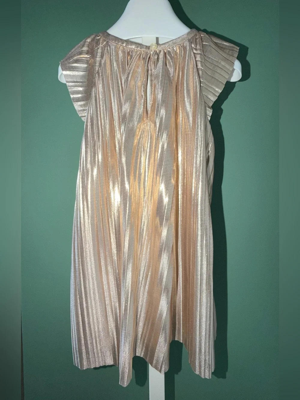 OshKosh B'gosh Metallic Pleated Flutter Lined Party Dress In Gold